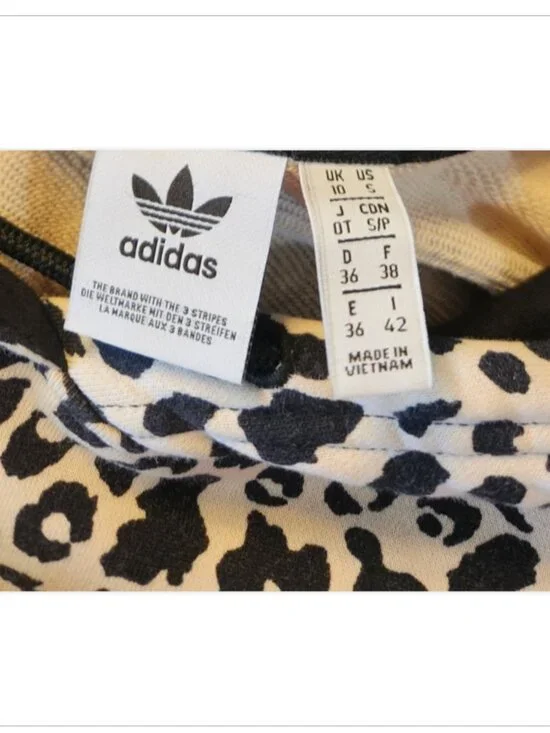 adidas Originals Leopard Print Cropped Trefoil Hoodie OVERSIZED - Picture 9 of 12